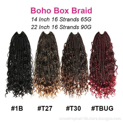 14/22Inch Boho Goddess Box Braids Crochet Hair Box Braid Crochet locs Bohemian Crochet Hair Extension
